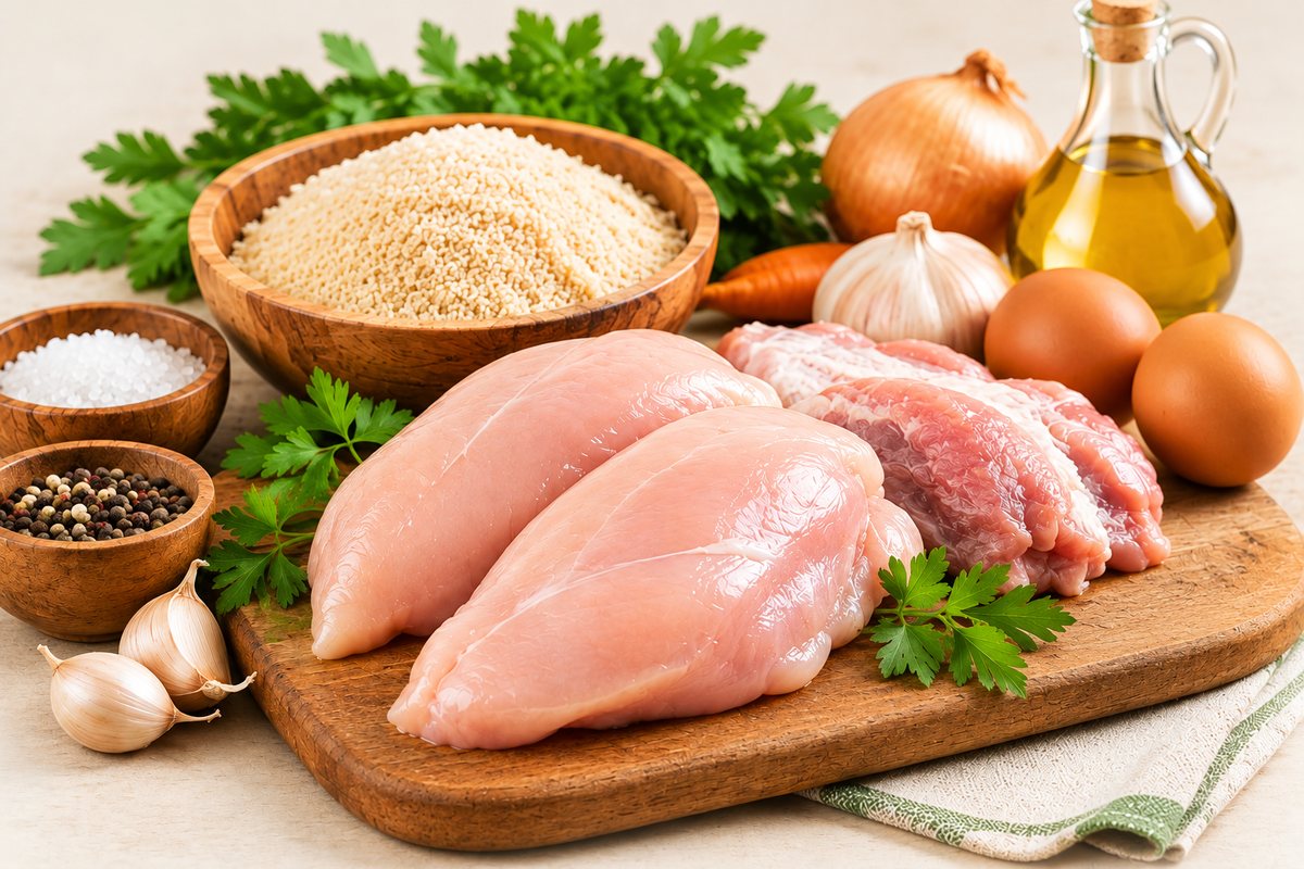 Daging ayam segar dan bahan dasar untuk Nugget Keraton